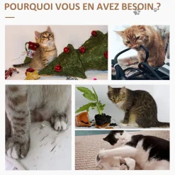 Arbre à chat 3 griffoirs grattoirs sisal naturel plateforme hamac et boule suspendue dim. 50L x 36l x 70H cm peluche haute densité 220 g/m² beige