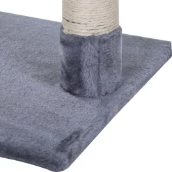 Arbre à chat 3 griffoirs grattoirs sisal naturel plateforme hamac et boule suspendue dim. 50L x 36l x 70H cm peluche haute densité 220 g/m² gris