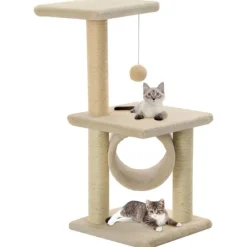 Arbre à chat avec griffoirs en sisal 65 cm Beige