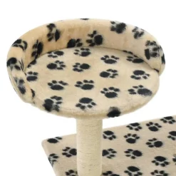 Arbre à chat avec griffoir en sisal 95 cm Beige Motif de pattes
