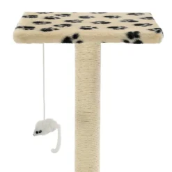 Arbre à chat avec griffoir en sisal 95 cm Beige Motif de pattes