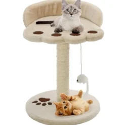 Arbre à chat avec griffoir en sisal 40 cm Beige et Marron