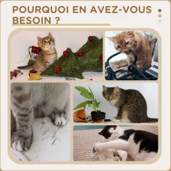 Arbre à chat griffoir chanvre naturel panier plateforme d'observation jeu boule suspendue bois panneaux peluche gris