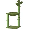 Arbre à chat griffoirs design cactus - hamac, 3 jouets pompons suspendus - panneaux peluche sisal vert