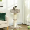 Arbre à chat luxe effet fourrure - dim. 45L x 45l x 87H cm - griffoir, plateforme panier observation - marron