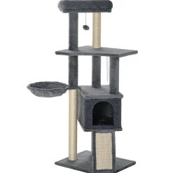 Arbre à chat multi-équipement griffoirs grattoirs plateforme niche hamac jeu boule suspendue gris