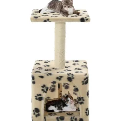 Arbre a chat avec griffoirs en sisal 55 cm Beige Motif de pattes