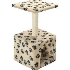 Arbre a chat avec griffoirs en sisal 55 cm Beige Motif de pattes