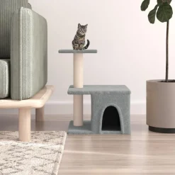 Arbre a chat avec griffoirs en sisal gris clair 48 cm
