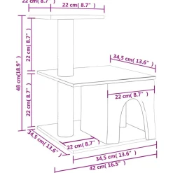Arbre a chat avec griffoirs en sisal gris clair 48 cm