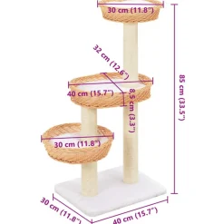 Arbre a chat avec griffoir en sisal Naturel Bois de saule