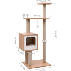 Arbre a chat avec tapis a gratter en sisal 123 cm