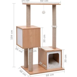 Arbre a chat avec tapis a gratter en sisal 104 cm