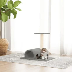 Arbre a chat avec tunnel Gris clair 60x34,5x50 cm