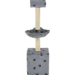 Arbre a chat et griffoir Sisal 105 cm Empreintes de pattes Gris