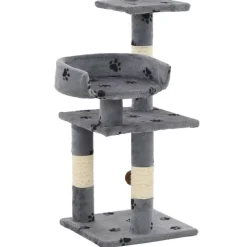 Arbre a chat et griffoir Sisal 65 cm Empreintes de pattes Gris