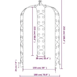 Arche de jardin Noir Ø180x255 cm Acier