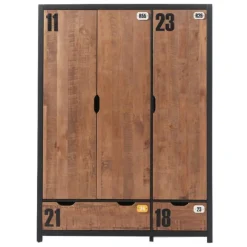 Armoire 3 Portes Alex 200cm Marron & Noir