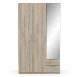 Armoire 3 portes 2 tiroirs 1 miroir L119 cm THIBAULT