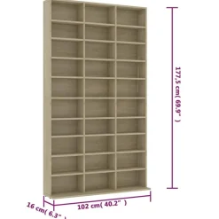 Armoire a CD Chene sonoma 102x16x177,5 cm Bois d'ingenierie