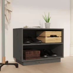 Armoire a chaussures Gris 60x34x45 cm Bois de pin massif
