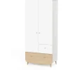 Armoire bébé enfant 2 portes 2 tiroirs blanc LINIA
