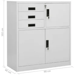 Armoire de bureau Gris clair 90x40x102 cm Acier