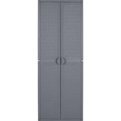Armoire de rangement de jardin gris 65x45x172 cm PP rotin