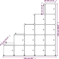 Armoire de rangement pour enfants avec 15 cubes Bleu PP