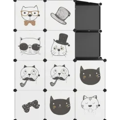 Armoire de rangement pour enfants avec 10 cubes Noir PP