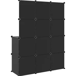 Armoire de rangement pour enfants avec 10 cubes Noir PP