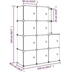 Armoire de rangement pour enfants avec 10 cubes Noir PP