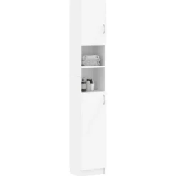 Armoire de salle de bain Blanc 32x25,5x190 cm Bois d'ingenierie