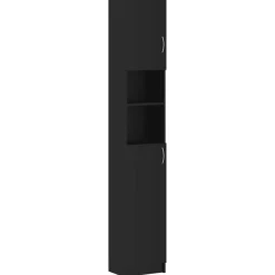 Armoire de salle de bain Noir 32x25,5x190 cm Bois d'ingenierie