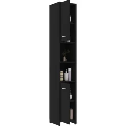 Armoire de salle de bain Noir 30x30x183,5 cm Bois d'ingenierie