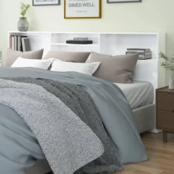 Armoire de tete de lit Blanc brillant 220x19x103,5 cm