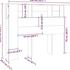 Armoire de tete de lit Chene sonoma 140x18,5x104,5 cm