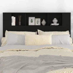 Armoire de tete de lit Noir 140x18,5x104,5 cm