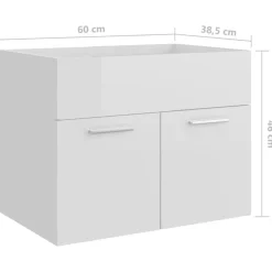 Armoire d'evier Blanc brillant 60x38,5x46 cm Bois d'ingenierie