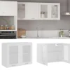 Armoire en verre suspendue Blanc 80x31x60 cm Bois d'ingenierie