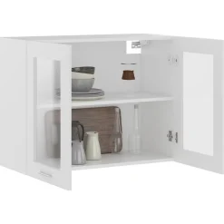 Armoire en verre suspendue Blanc 80x31x60 cm Bois d'ingenierie