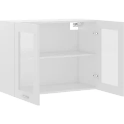 Armoire en verre suspendue Blanc 80x31x60 cm Bois d'ingenierie