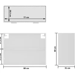 Armoire en verre suspendue Blanc 80x31x60 cm Bois d'ingenierie