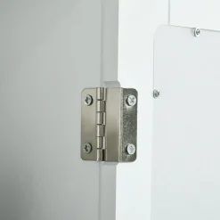 Armoire murale de salle de bain avec miroir - armoire à glace - placard de rangement toilettes - 1 porte, 2 étagères - verre MDF blanc