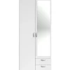 Armoire VARIA - Décor blanc - 2 portes battantes + 1 miroir + 2 tiroirs - L 81 x H 185 x P 51 cm - PARISOT