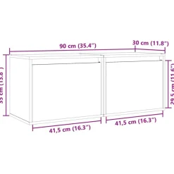 Armoires murales 2 pcs 45x30x35 cm Bois de pin massif