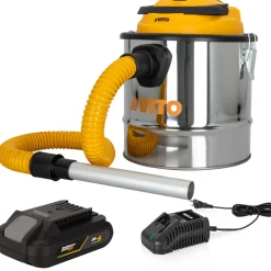 Aspirateur de cendres 20V + Batterie lithium 2Ah Cuve inox 12L + Filtre HEPA + Chargeur VITO