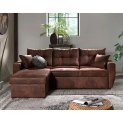 Astoria - canapé d'angle réversible - convertible avec coffre - style industriel - 4 places