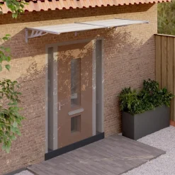 Auvent de porte Gris et transparent 239x90 cm Polycarbonate