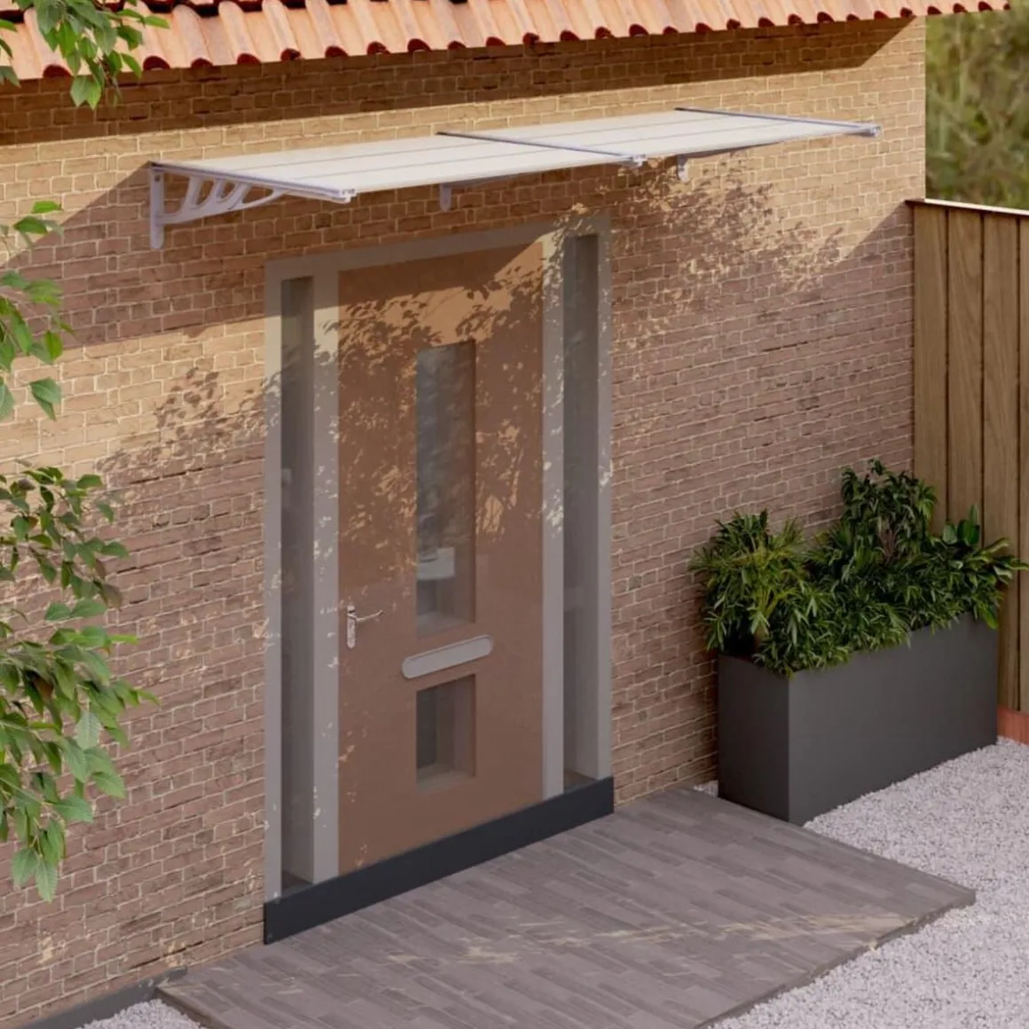 Auvent de porte Gris et transparent 239x90 cm Polycarbonate